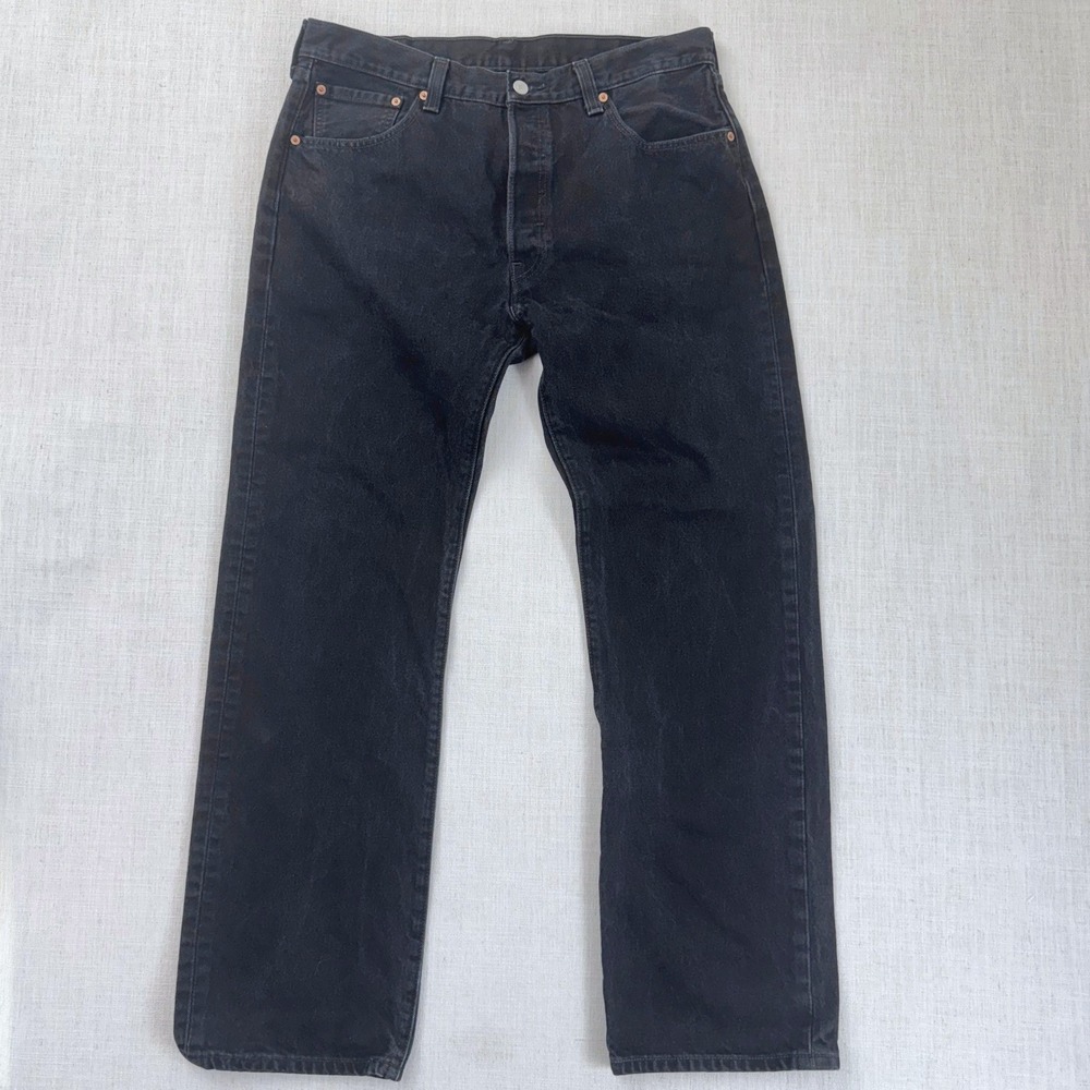 Levi's 501‎ Original Fit Black Jeans Men's 36x32 Button Fly 100% Cotton
